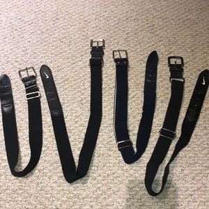 Baseball belt bundle. 3 black 1 navy
